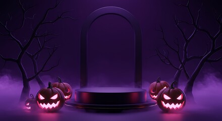 Eerie Halloween Showcase with Jack O' Lanterns and Fog