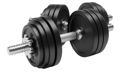 Naklejka premium Pair Of Adjustable Dumbbells On Black Background For Fitness