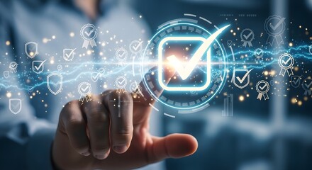 Fototapeta premium Quality Assurance and Verification Digital Checklist Concept