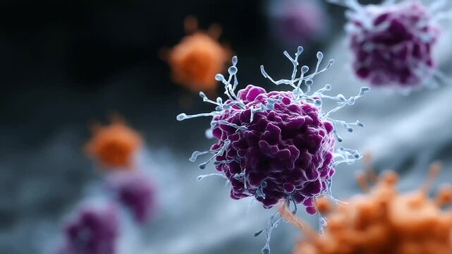 Microscopic view of viral and bacterial pathogens, futuristic 