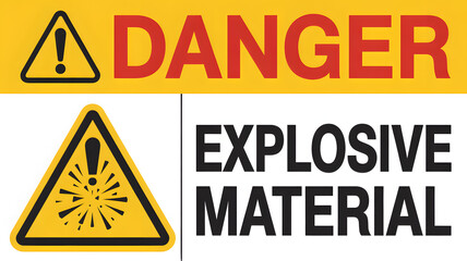 Warning sign for explosive materials, alerting danger and risk with caution, a safety protocol for handling sensitive materials, critical infrastructure signage