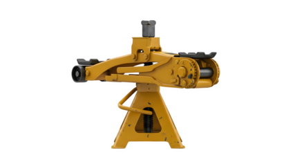 Yellow pipe welding positioner isolated on transparent background, a specialized tool for holding and rotating pipes during welding process