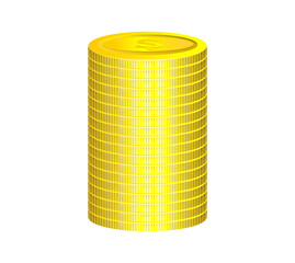 A stack of golden coins arranged in a regular manner. Financial, wealth, and business concepts, isolated on transparent background.
