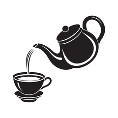 Ceramic Teapot And Teacup Silhouette Illustration