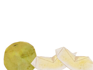水彩で描いた冬の果物新鮮な梨　食材の水彩ベクターイラスト素材