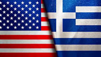 Obraz premium アメリカの国旗とギリシャの国旗(USA Flag & Greece flag.) 