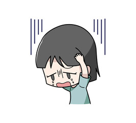 不安で泣き出す女の子のイラスト