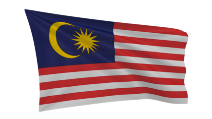 Malaysia's vibrant flag waving proudly, perfect for representing national pride, cultural events, and global unity, a symbol of independence and tradition