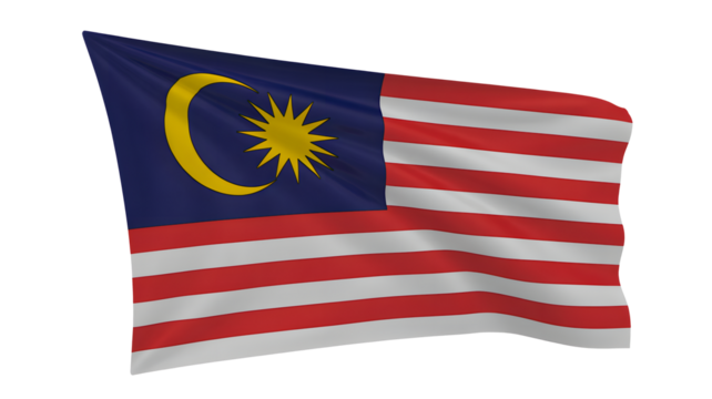 Malaysia's vibrant flag waving proudly, perfect for representing national pride, cultural events, and global unity, a symbol of independence and tradition