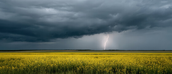 Storm clouds lightning summer field rural