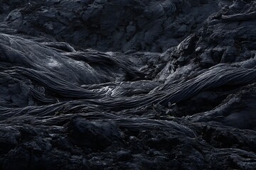 Solidified Lava Field with Intricate Rope Like Textures and Patterns from Volcanic Activity