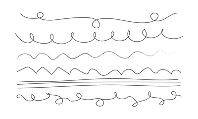 Obraz premium Hand Drawn Doodle Borders and Dividers Set. Sketchy Line Collection