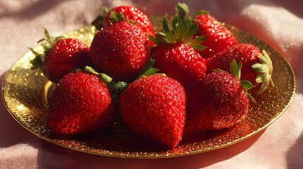 Artistic Strawberries on Gold