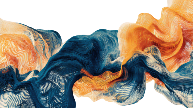 Undulating vertical lines forming elegant flowing waves in modern abstract pattern with smooth gradient texture isolated on white background