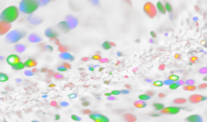 Abstract transparent background with colorful glitter bokeh.