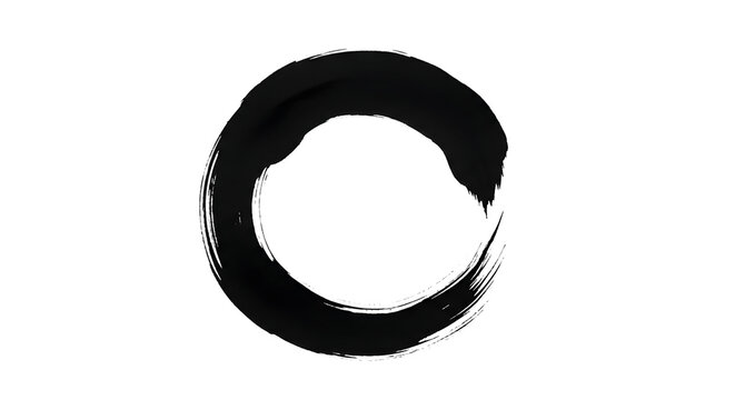 Black ink brushstroke enso circle symbolizing peace and meditation