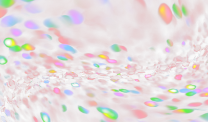 Abstract transparent background with colorful glitter bokeh.