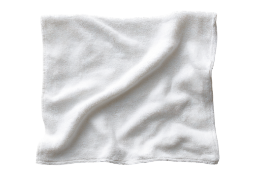 White fabric towel, draped, square