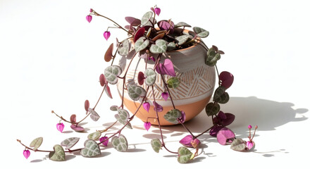 String of Hearts Plant Ceropegia woodii in Stylish Ceramic Pot with Cascading Foliage