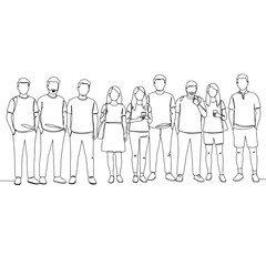 Group of People Illustration &ndash; Simple Line Art of Individuals