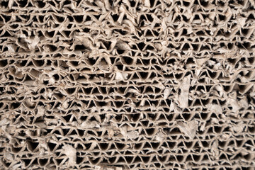close up of  texture cat scratcher cardboard brown paper.
