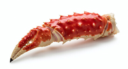 Delicious Cooked King Crab Leg Claw Isolated on White Background for Seafood Marketing