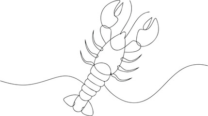 Naklejka premium Single line drawing of a lobster in water crustacean
