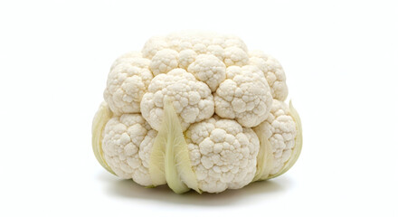 Fresh Whole White Cauliflower Head Isolated on Clean White Background
