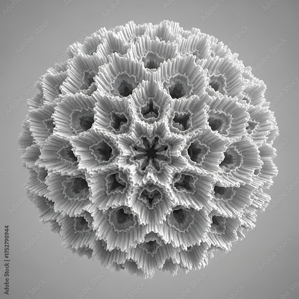 Wall mural Abstract fractal sphere with intricate geometric patterns, creating a mesmerizing and complex design that is visually captivating and unique