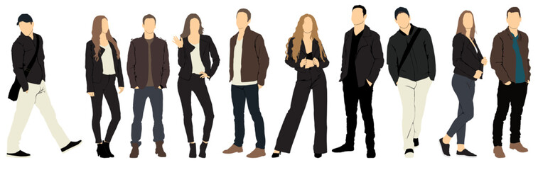 group of people earing street fashion attire autumn, warm winter clothes