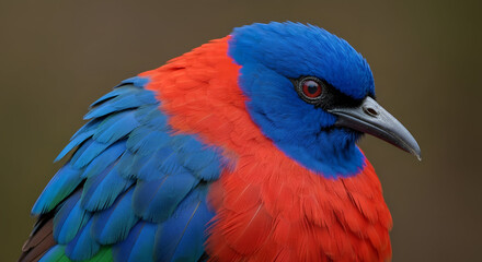 Naklejka premium Vibrant Painted Bunting A Striking Display of Nature's Artistry - Captivating Close-up of a Colorful Bird with Vivid Plumage and Intricate Details