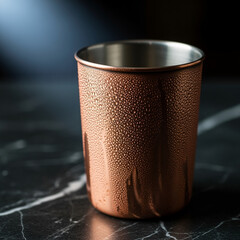 of Oxidized Copper Drinking Tumbler Showing Condensation Fine Cold Water