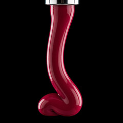 Abstract of Thick Vibrant Crimson Cosmetic Lipstick Base Extruded from Small Industrial Nozzle