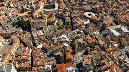 Aerial view of the Ballarò neighborhood in the historic center of Palermo, Sicily, Italy. One of the city's most famous and visited markets is located here.