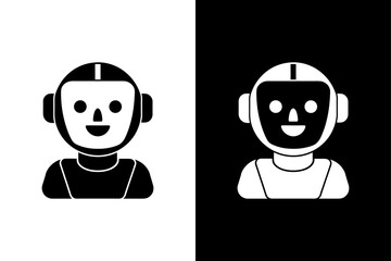 Cute Artificial Intelligence Robot Head — Minimal Flat Vector Design.