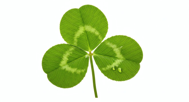 Vibrant Green Three Leaf Clover Shamrock Isolated on White Background for St Patrick s Day