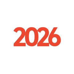 Bold red-orange number 2026 isolated on a white background, symbolizing the future, new beginnings, and upcoming events for the year