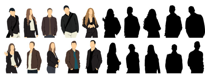 group of diverse people in street fashion warm winter clothes' autumn attire