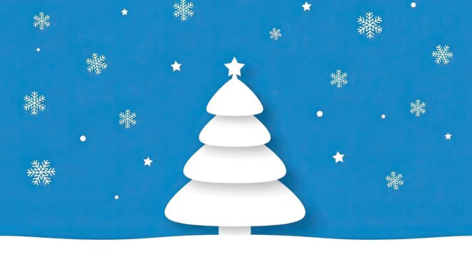 christmas tree on blue background