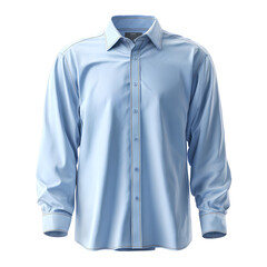 Light blue formal shirt, button-up design with visible collar stitching, front view, transparent background