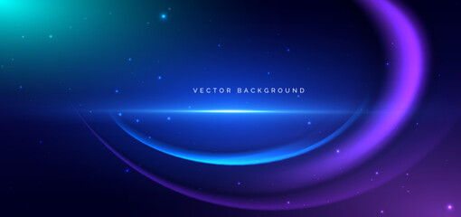 Futuristics geometric blue and purple curved technology on dark blue backgroung.