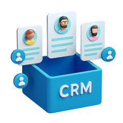 3d icon of customer relationship management system with user profiles isolated on transparent background