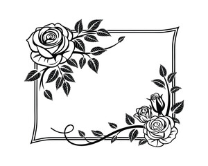 Decorative Vintage Rose Flower Border for Wedding Invitation