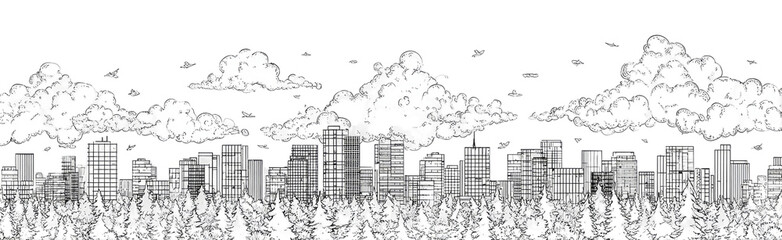 Naklejka premium Gray-scale, pixelated landscape with mountainous formations