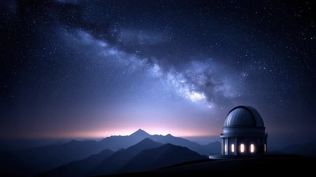 Night View of Galaxy from Mountain Observatory