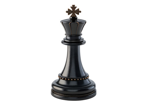 Glossy Black King Chess Piece 3D Render Icon