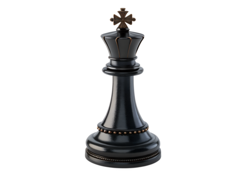 Glossy Black King Chess Piece 3D Render Icon
