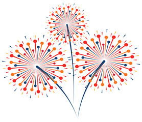 Colorful fireworks burst vector illustration, vibrant colors for festive celebrations. Ideal for New Year Eve, Fourth of July, Diwali, Chinese New Year, Eid al-Fitr, Ramadan, Christmas, Halloween, par