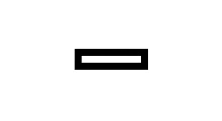 A minimalist graphic with a black rectangle containing a white horizontal bar, centered on white