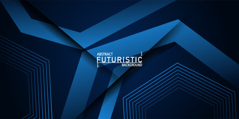 Abstract banner on a blue 3D background with a simple geometric hexagon pattern design. Vector Eps10